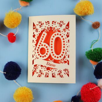 Personalised 60th Birthday Card Papercut Spotty Design, 3 of 9
