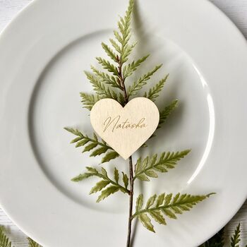 Wood Heart Wedding Favour Place Name Settings, 2 of 10