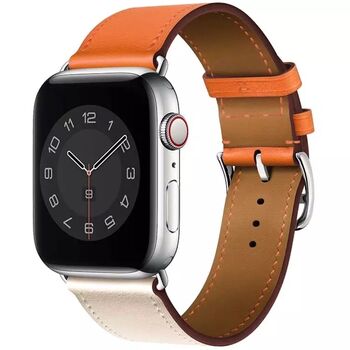 Vegan Leather Apple Watch Strap In Black And White, 3 of 4
