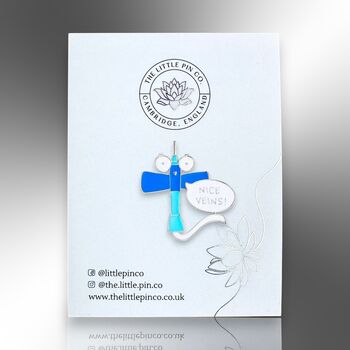 Cartoon Nurse Syringe Iv Needle Nice Veins Enamel Lapel Pin Badge, Gift For Nhs Doctors, Nurses Or Medical Staff, 5 of 8