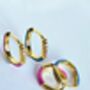 Enamel Cloisonné Cz Pavé Hoop Earrings 18 K Gold Plated Sterling Silver Small Hoops Colourful Huggie Earrings Gift For Her, thumbnail 1 of 5