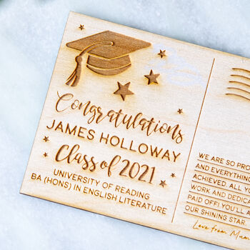 Personalised Graduation Wooden Post Card, 4 of 5
