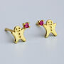 Gold Colour Sterling Silver Gingerbread Man Stud Earrings, thumbnail 1 of 4