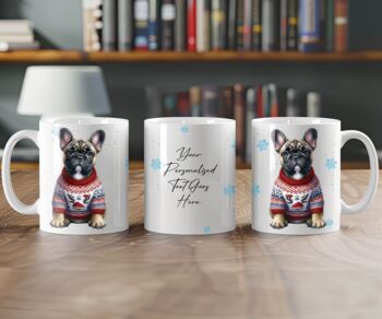 Personalised French Bulldog In Christmas Jumper Mug C, 2 of 2