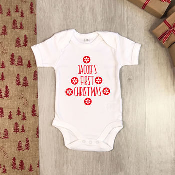 Personalised Scandi Style First Christmas Babygrow, 2 of 3