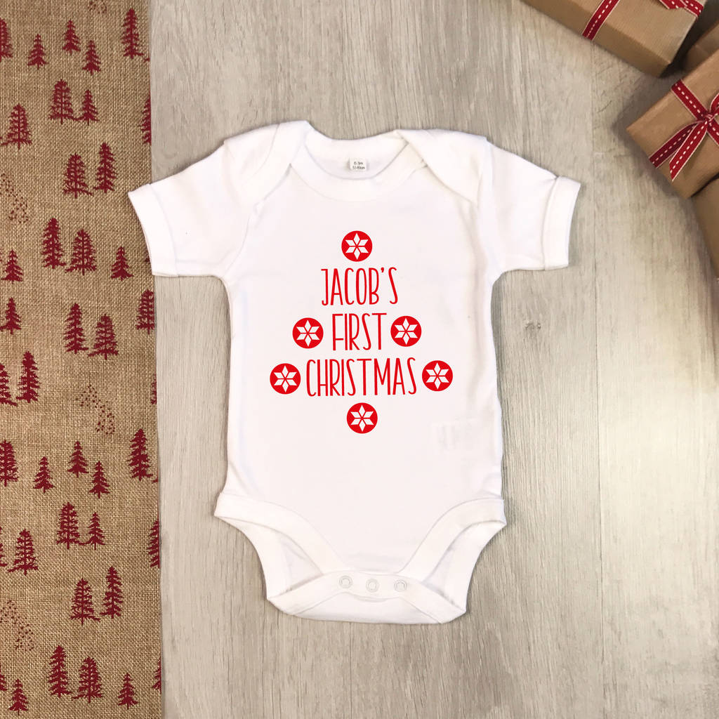 Personalised Scandi Style First Christmas Babygrow By Lovetree Design