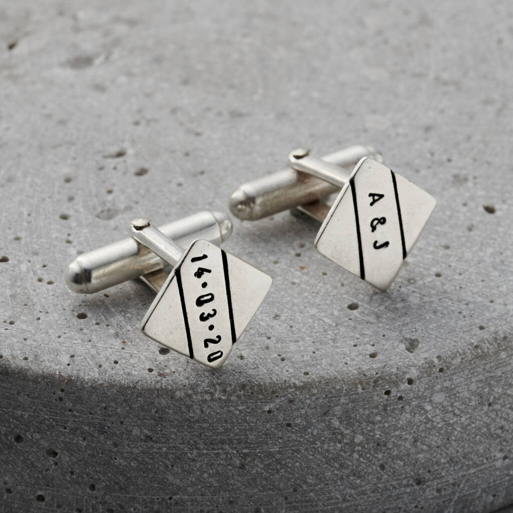 Personalised Diamond Cufflinks By Posh Totty Designs