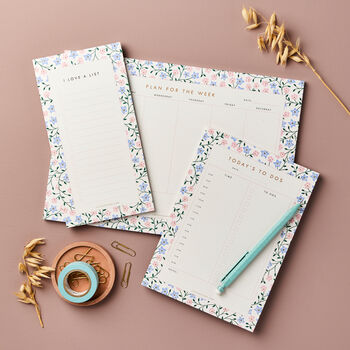To Do List Notepad, Jotter Periwinkle Floral Design, 9 of 9