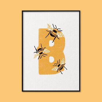 B For Bee Children's Initial Print, 3 of 3