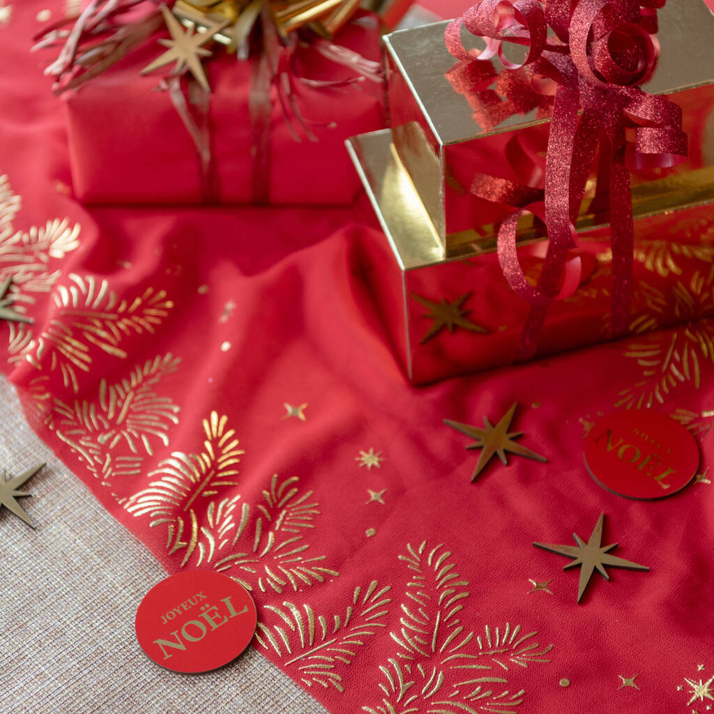 Red Glittering Christmas Table Runner 27cm X Two.5m, 1 of 4