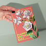 Happy Mothers Day Greeting Card In Orange Floral, thumbnail 1 of 4
