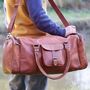 Personalised Brown Leather Holdall With Zipped Pockets, thumbnail 10 of 12