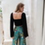 Turquoise Satin Wrap Around Trousers, thumbnail 2 of 6