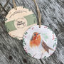 Robin Bird Wooden Christmas Bauble Hanging Decoration, thumbnail 2 of 5
