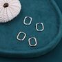 Pair Of Mini Rectangular Hoop Earrings In Sterling Silver, thumbnail 5 of 10