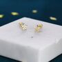 Tiny Star Cz Screw Back Earrings In Sterling Silver, thumbnail 4 of 10