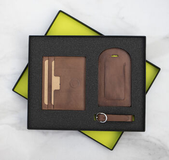 Men's Personalised Leather Wallet Travel Gift Set, 2 of 7