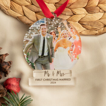 Personalised Mr And Mrs First Christmas Married Bauble Decoration, 4 of 6