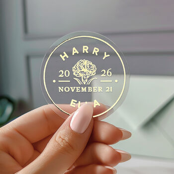 Custom Foil Stickers For Wedding Invitation Envelopes And Favours Luxury Monogram, 6 of 12