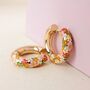 Zinnia Wildflower Gold Or Silver Chunky Floral Hoop Earrings, thumbnail 2 of 4