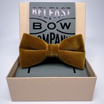 Velvet Bow Tie In Ochre, 2 of 2