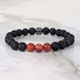 Men's Sardonyx And Lava Bead August Birthstone Bracelet, thumbnail 1 of 10