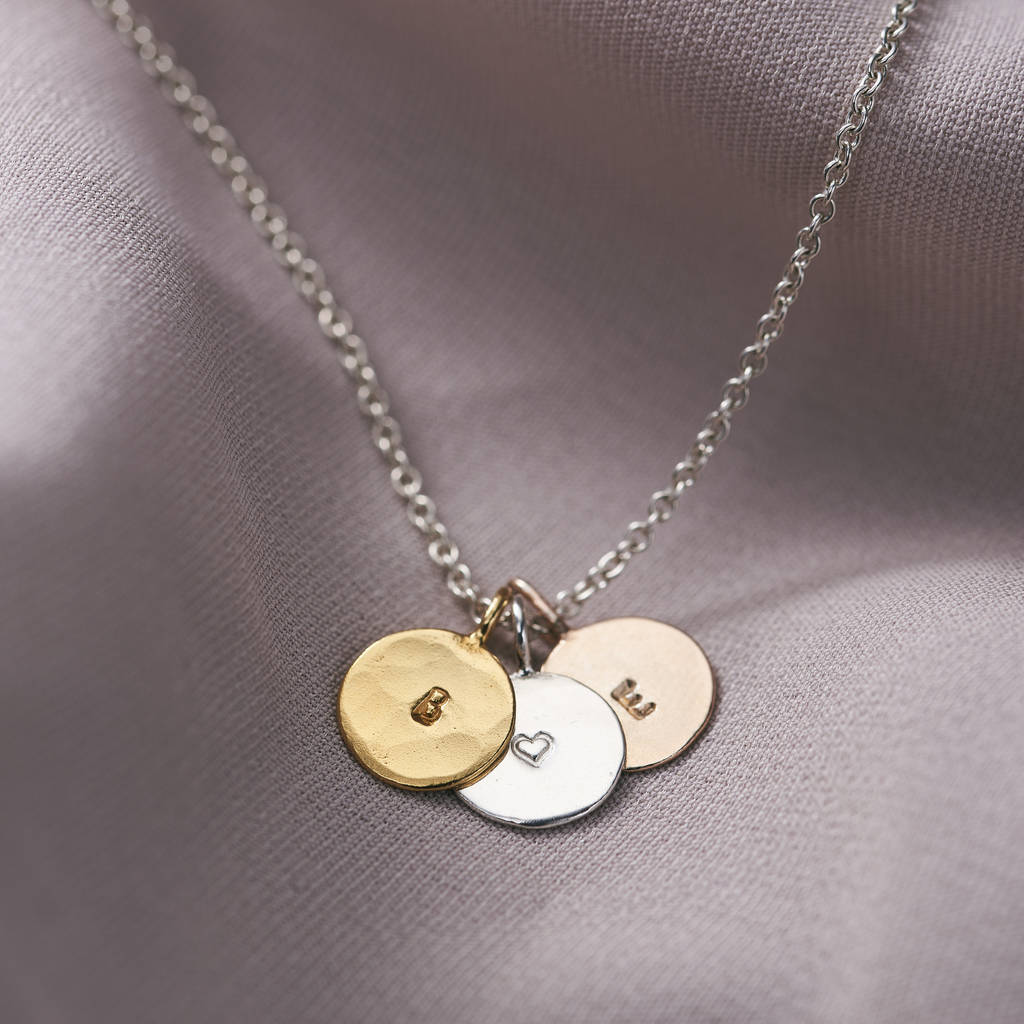 Personalised Mini Hammered Disc Necklace By Posh Totty Designs