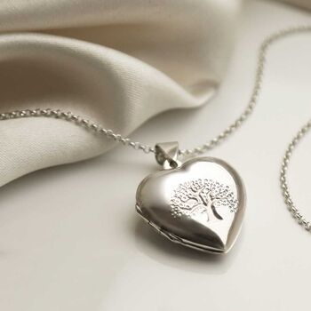 Sterling Silver Tree Heart Locket Necklace, 4 of 10
