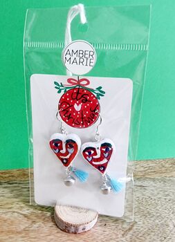 Novelty Face Painted Heart Picasso Earrings With Stand, 5 of 7