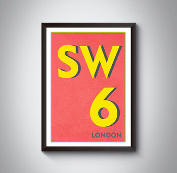 Sw6 Fulham And Hammersmith, London Postcode Print, 8 of 8