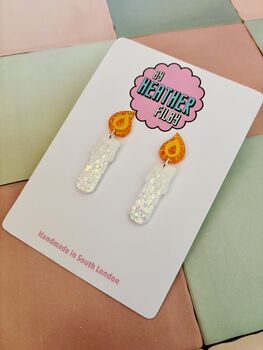 Candle Glitter Christmas Earrings / Festive Jewellery / Classic Holiday Jewellery / Christmas Letterbox Gift, 2 of 6