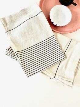 White Striped Cotton Tea Towel, 5 of 7