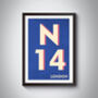 N14 Southgate London Postcode Typography Print, thumbnail 10 of 10