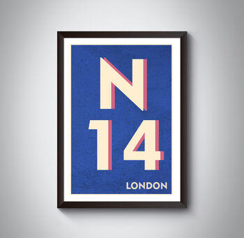 N14 Southgate London Postcode Typography Print, 10 of 10