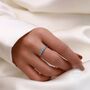 Sterling Silver White And Blue Opal Half Infinity Ring, thumbnail 5 of 10