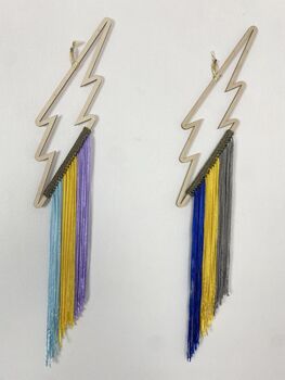 Wooden Lightning Bolt With Knitted Fringing, 4 of 12