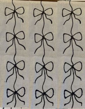Hand Painted Bow Print Linen Table Placemats Linen Set Of Two, 3 of 4