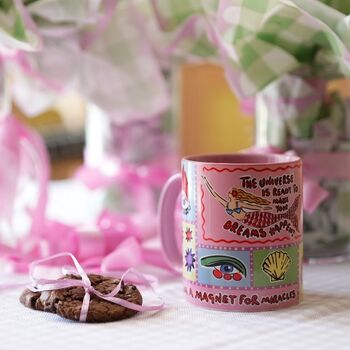 Mermaid Magic Law Of Attraction Pink Coffee Tea Mug, 5 of 5