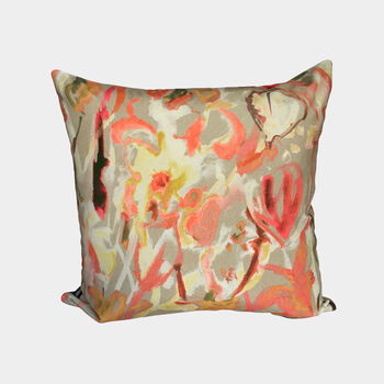 Abstract Floral Velvet Cushion, Vanilla, 4 of 4
