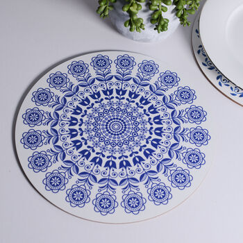 Blue And White Floral Burst Placemat Set, 2 of 2