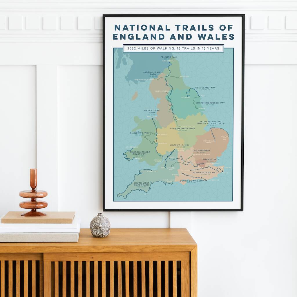 Personalised National Trails Hiking Map Art Print By Wordbirdco