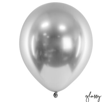 Glossy Metallic Silver Latex Balloons, 4 of 6