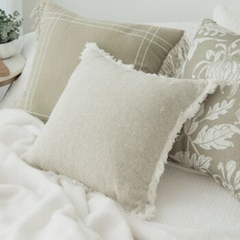 Neutral Woven Cushion Cover With Fringing, 2 of 4