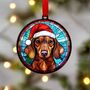 Dachshund Red In Santa Hat Suncatcher Decoration, thumbnail 5 of 6