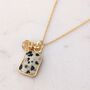 The Duo Dalmatian Jasper Necklace, Gold Plated, thumbnail 1 of 12