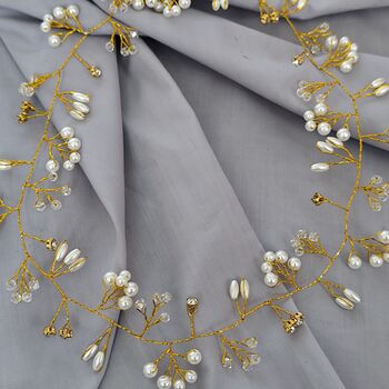 Bridal Hair Hair Vine – Gold/Silver Pearl Hair Accessories, 4 of 9