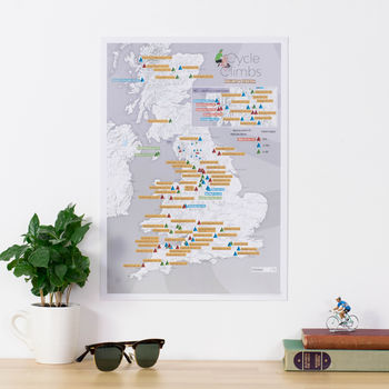 Personalised Scratch Off UK Cycle Climbs Print, 2 of 10