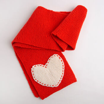 Heart Red Scarf Knitting Kit Heart Research UK Charity, 5 of 7
