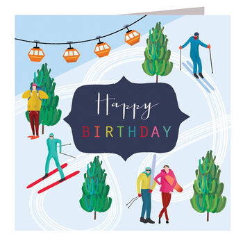 Skiing Happy Birthday Card, 2 of 4