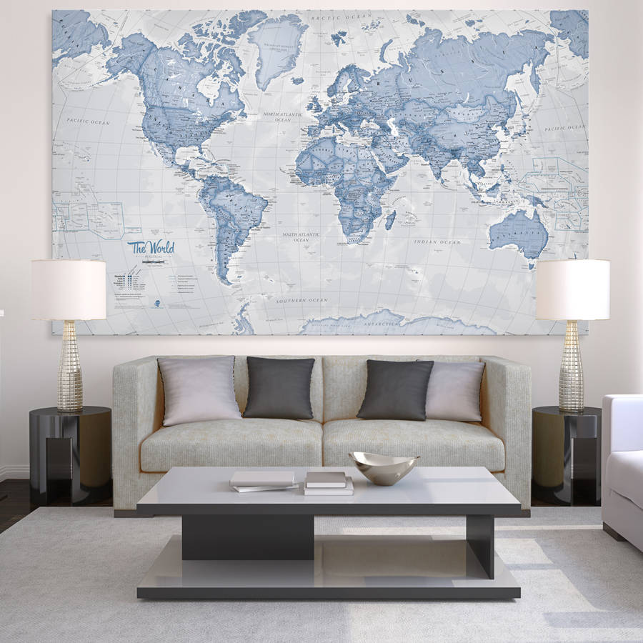 giant sized canvas world map by maps international